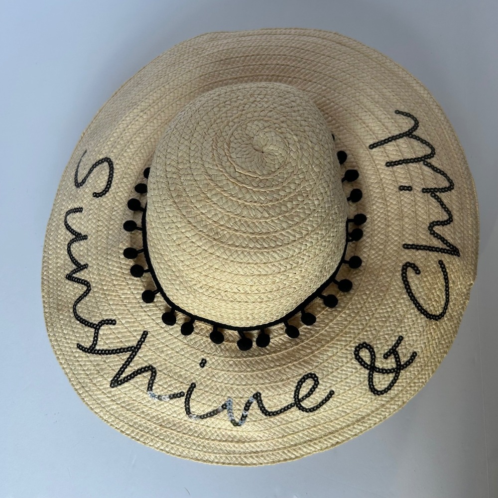 Betsey Johnson Sunshine & Chill Straw Hat‎ Floppy Beach Pool Vacation
